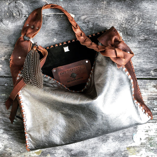 Metallic Lambskin Tote