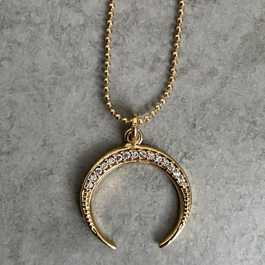 Micro-Pave Charm on Gold Ball Chain