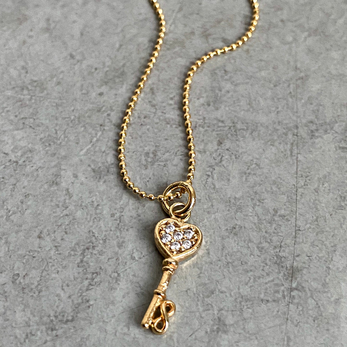 Micro-Pave Charm on Gold Ball Chain