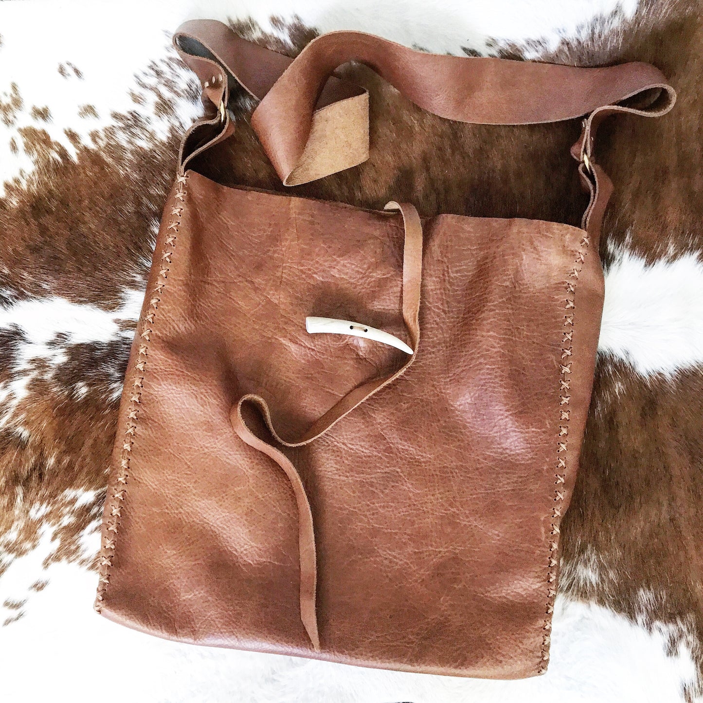 Antler + Whiskey Leather Crossbody