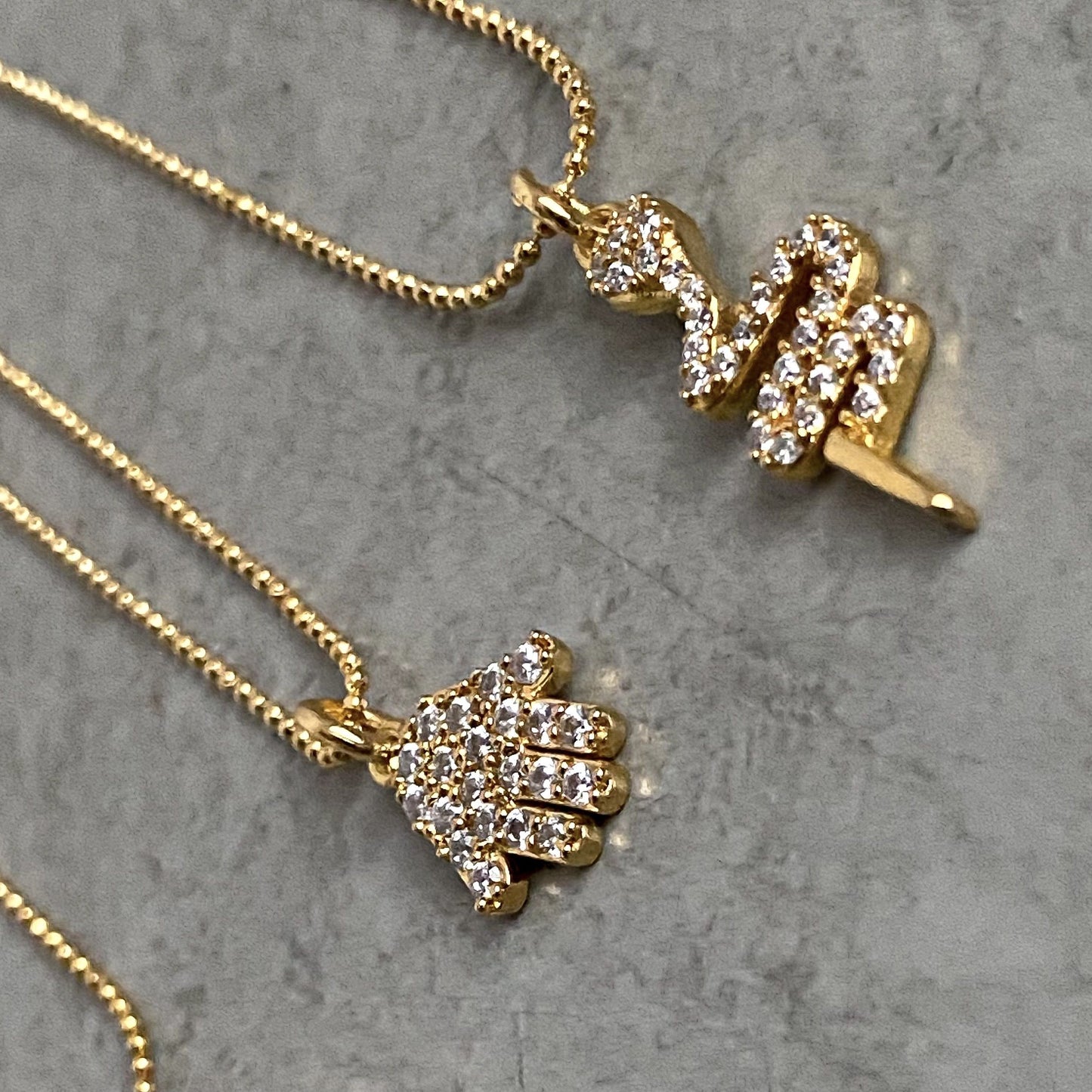 Micro-Pave Charm on Gold Ball Chain