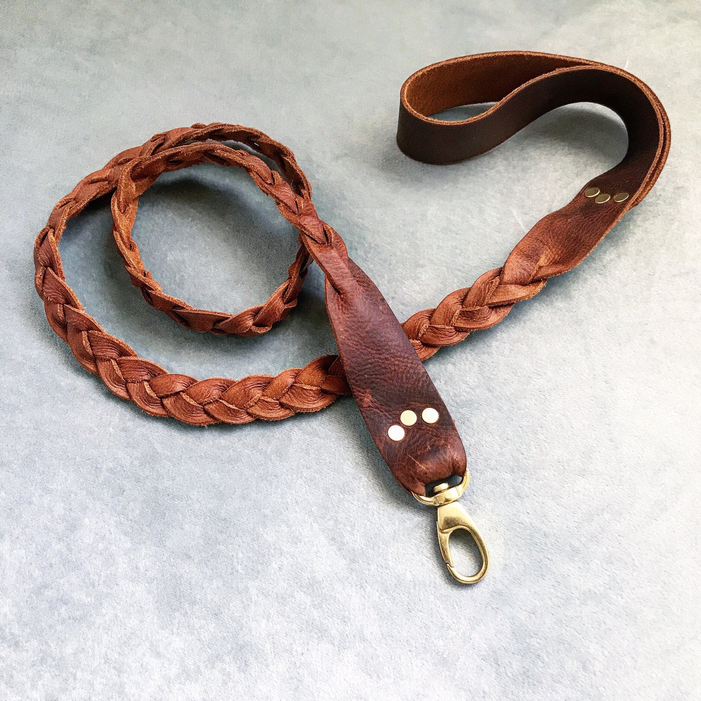 Skinny Braided Saddle Leather Dog Leash