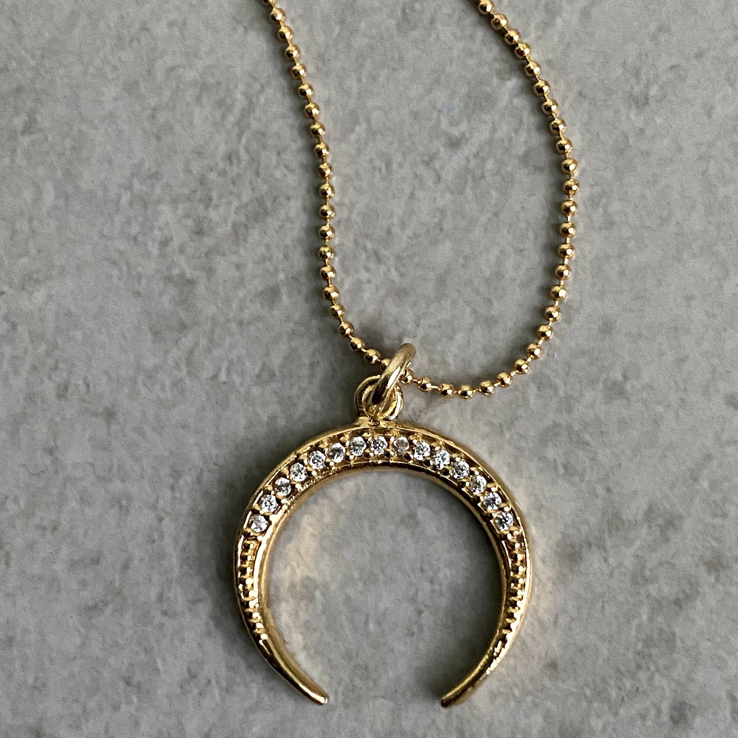 Micro-Pave Charm on Gold Ball Chain