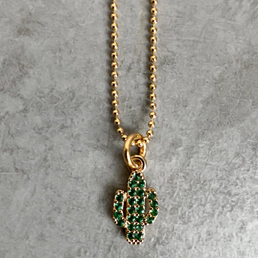 Micro-Pave Charm on Gold Ball Chain