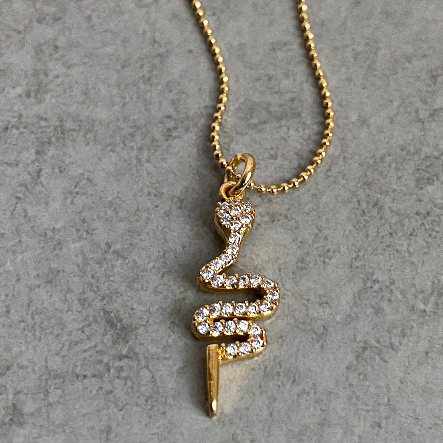 Micro-Pave Charm on Gold Ball Chain