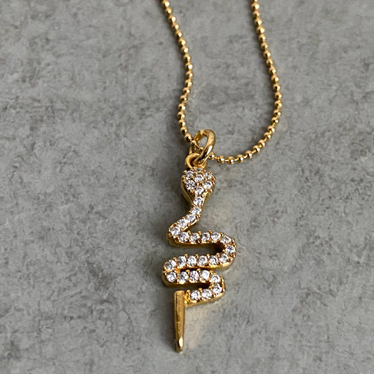 Micro-Pave Charm on Gold Ball Chain