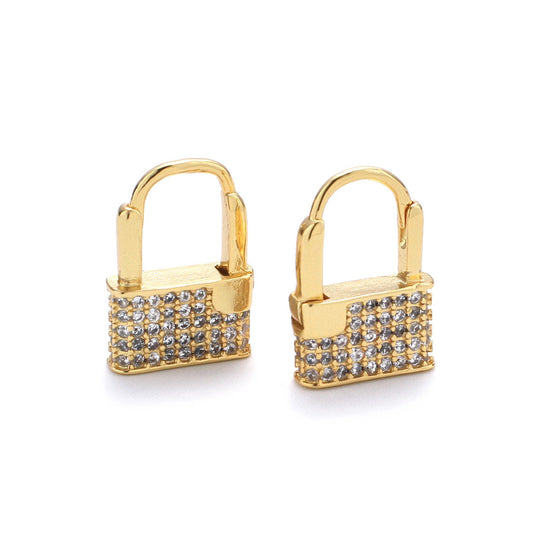 Pave Padlock Huggies