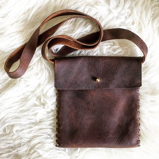 Distressed Saddle Leather Mini Crossbody