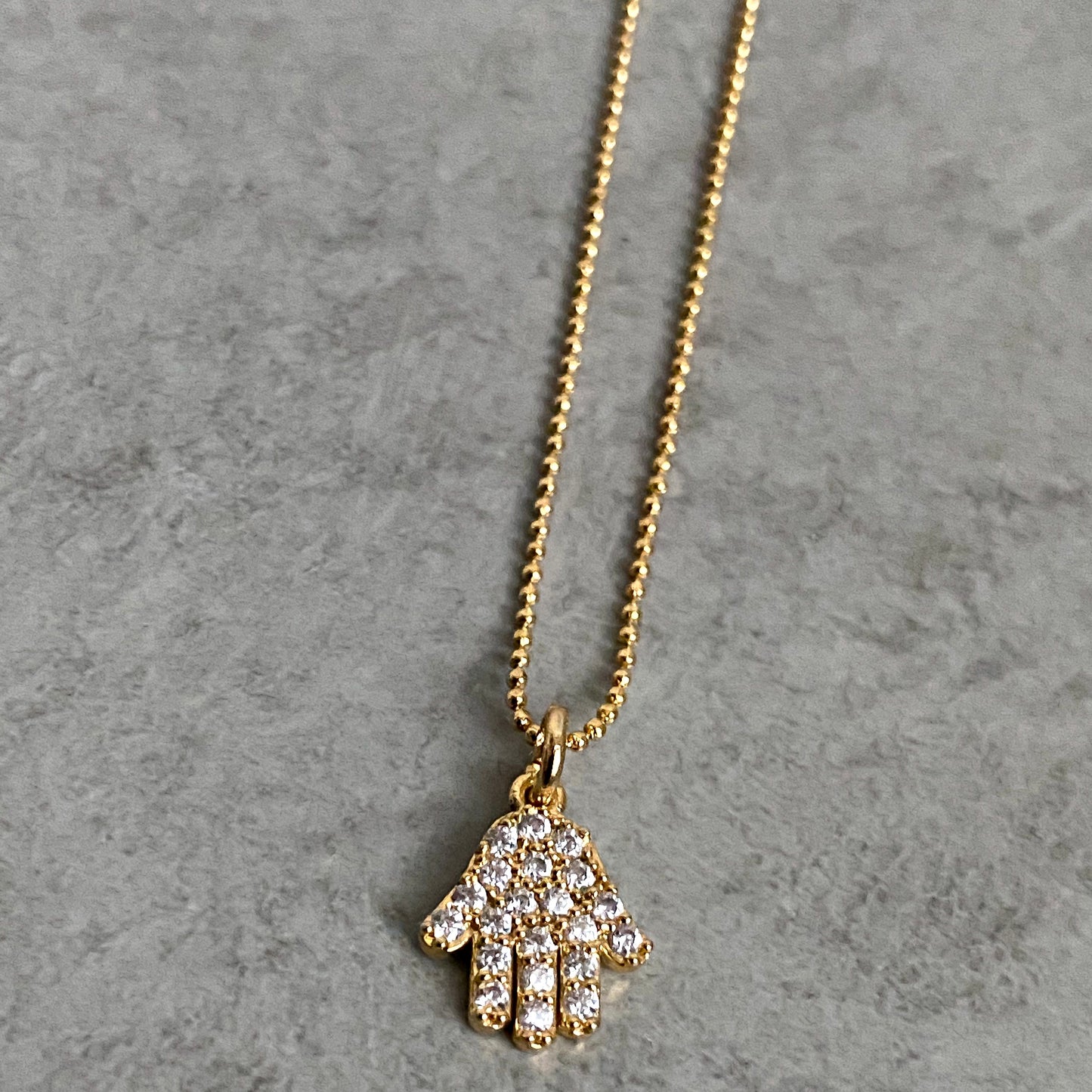 Micro-Pave Charm on Gold Ball Chain