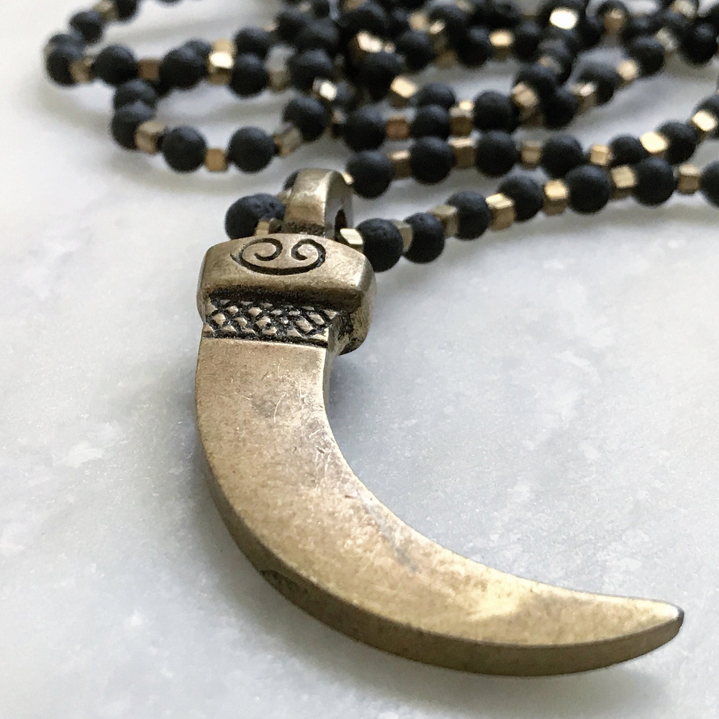 Lava & Brass Tusk Necklace