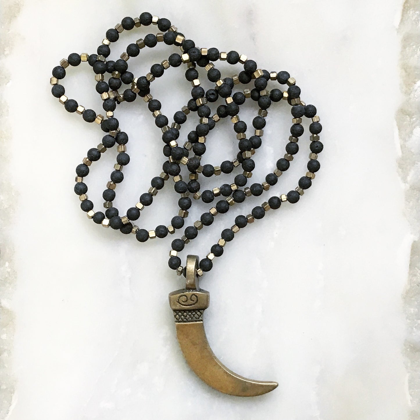 Lava & Brass Tusk Necklace