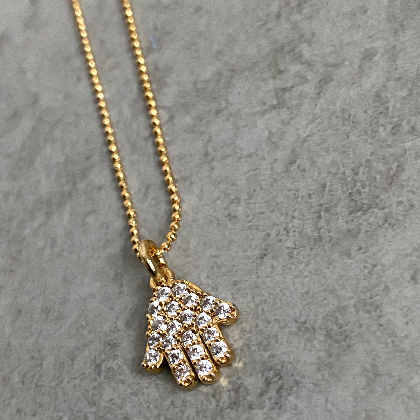 Micro-Pave Charm on Gold Ball Chain