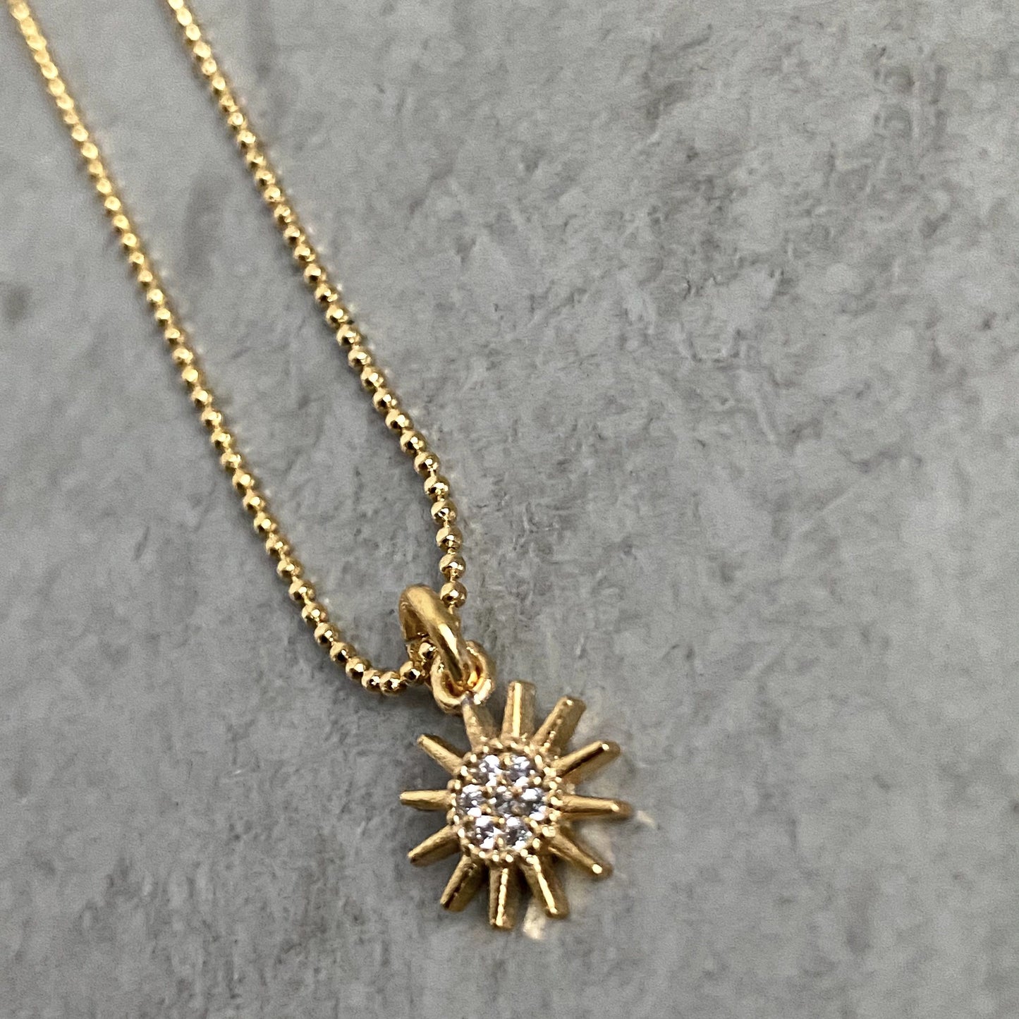 Micro-Pave Charm on Gold Ball Chain