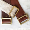Hammered Brass Cowhide Leather Belt