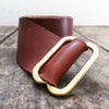 Hammered Brass Cognac Leather Belt