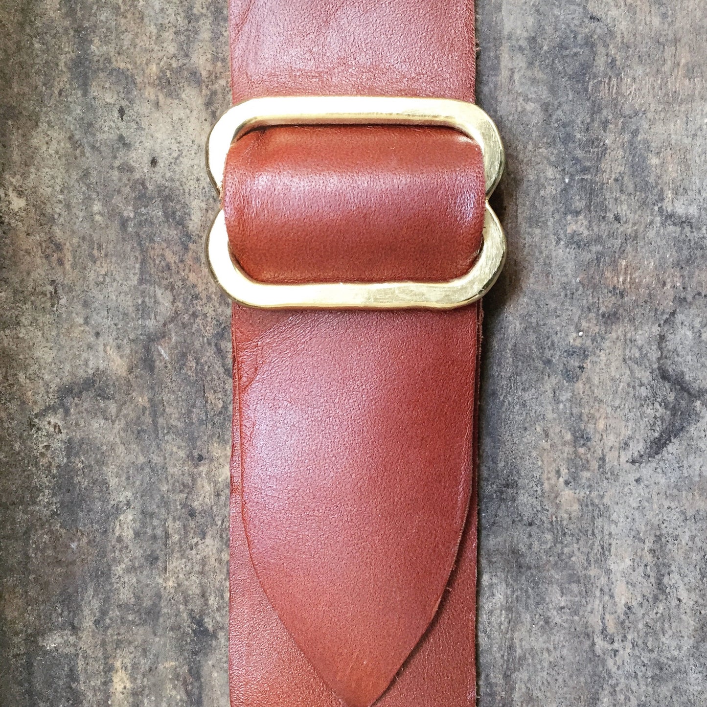 Hammered Brass Cognac Leather Belt