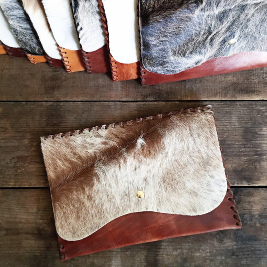 Leather + Cowhide Clutch