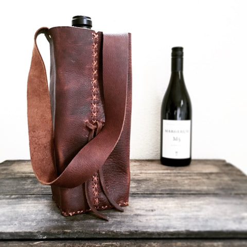 Single Carrier Leather Wine Bag
