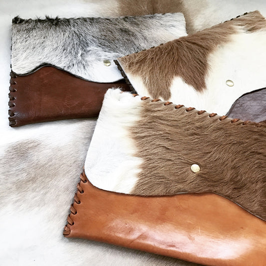 Leather + Cowhide Clutch