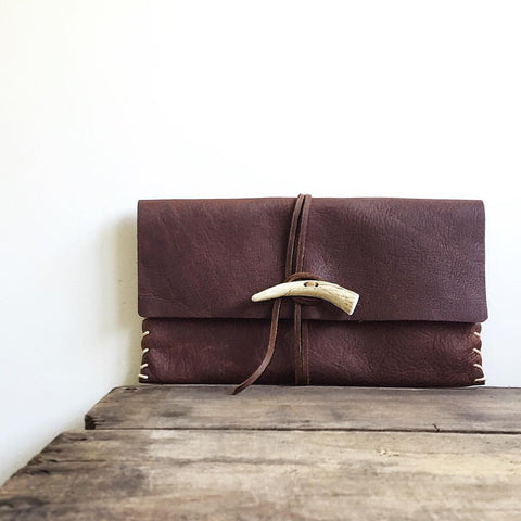 Antler + Saddle Leather Clutch