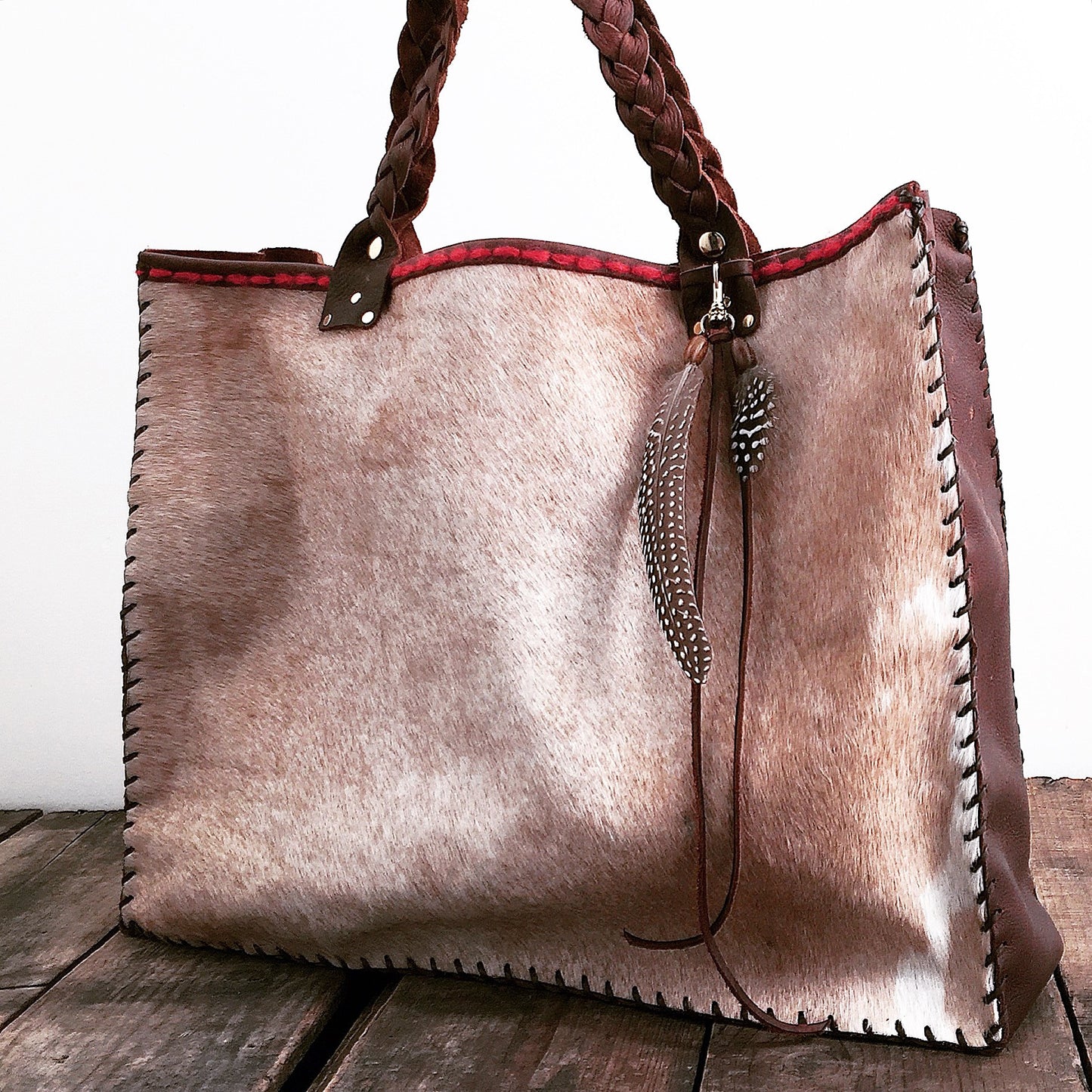 Cowhide + Saddle Leather Tote