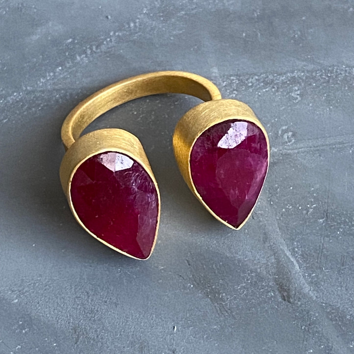 Double Ruby Teardrop Ring