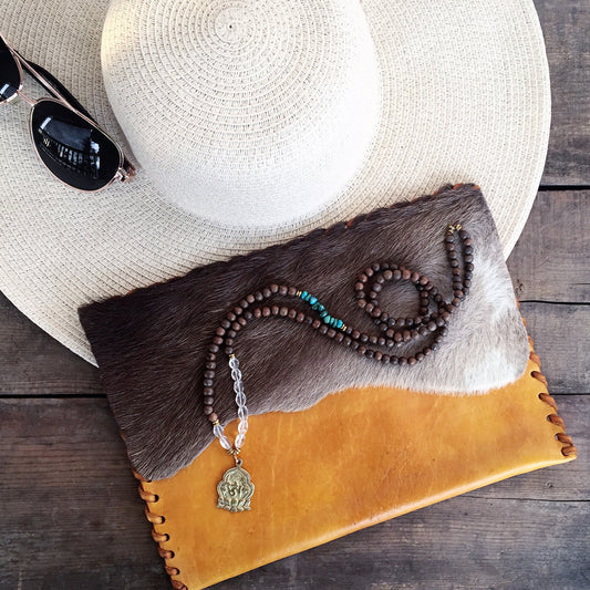 Leather + Cowhide Clutch