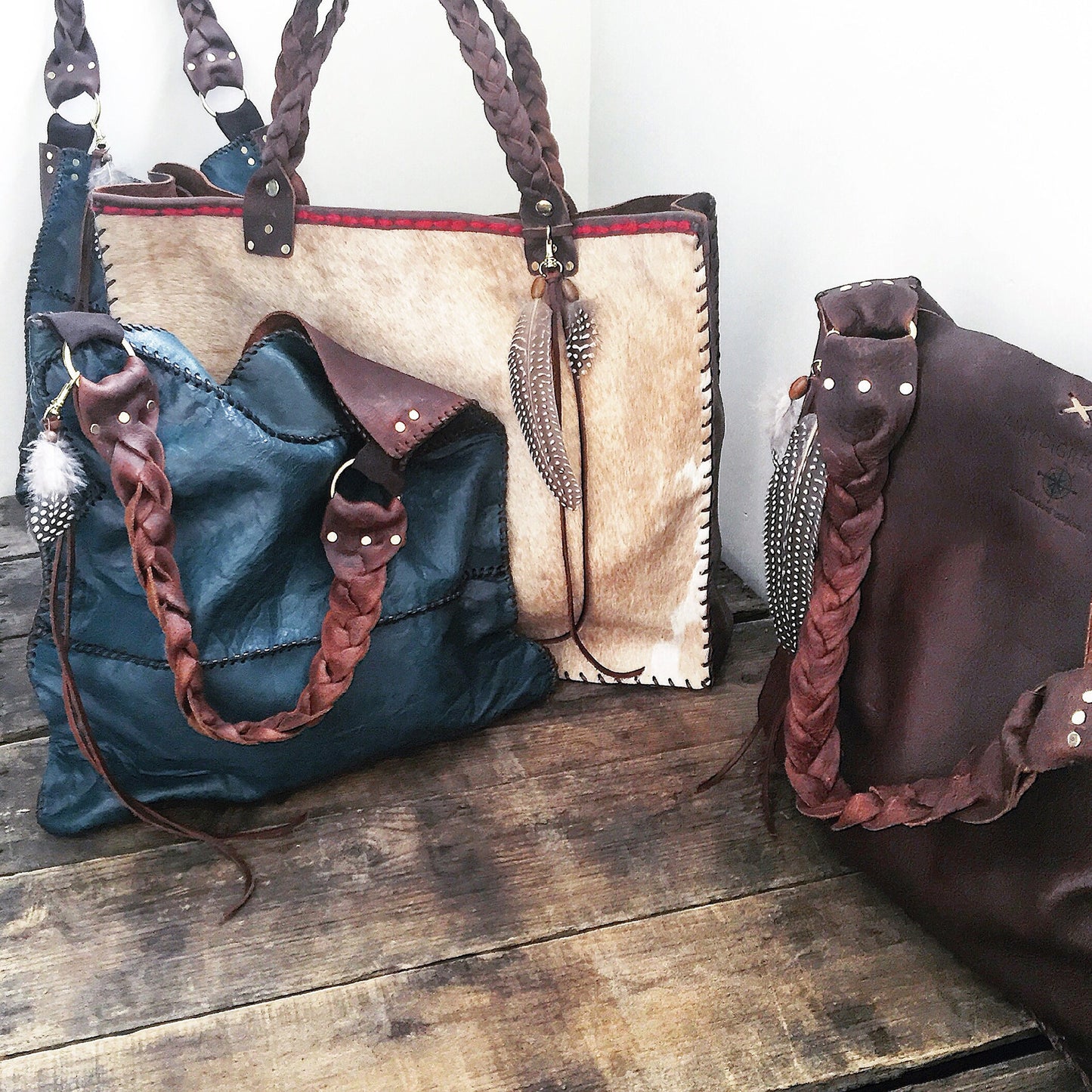 Cowhide + Saddle Leather Tote