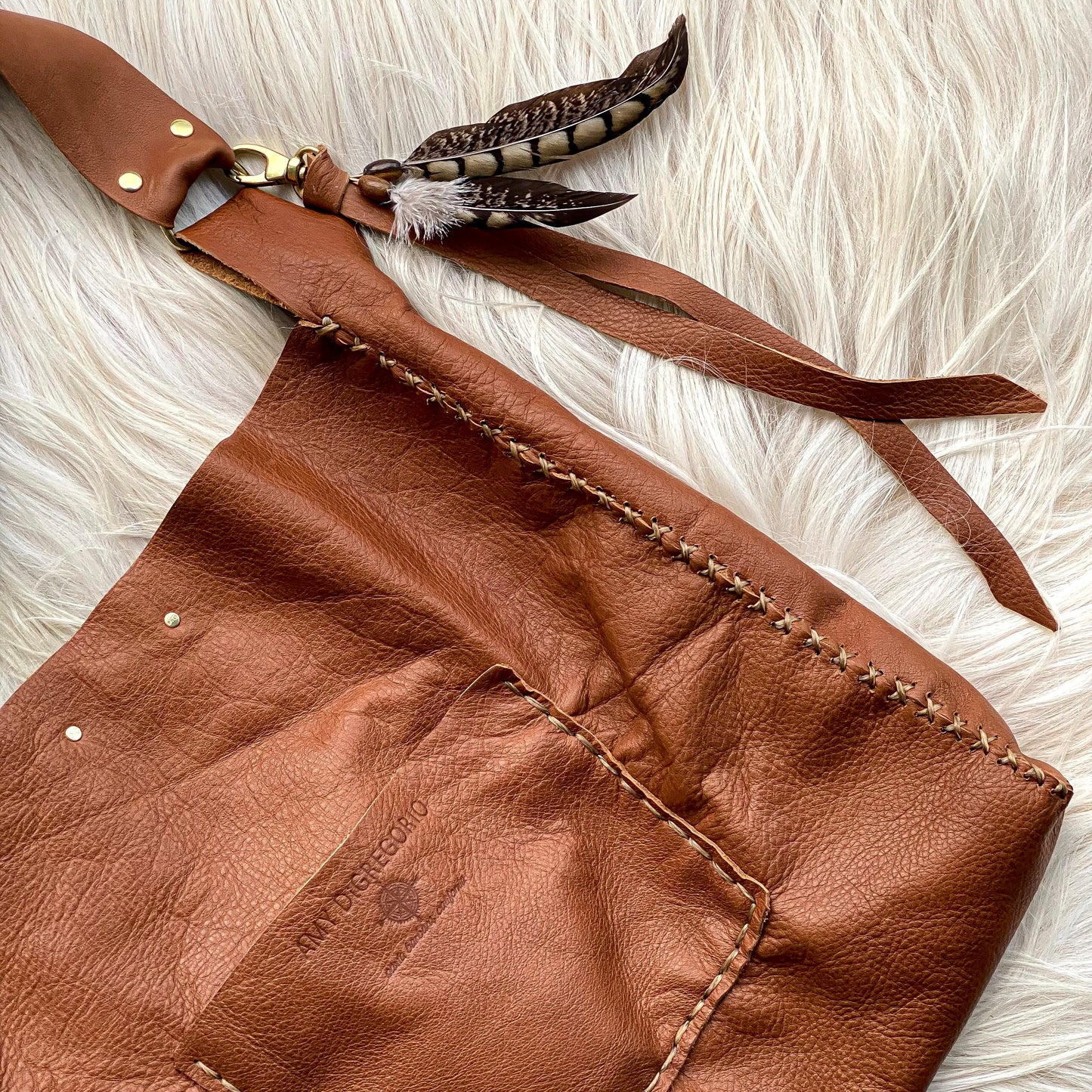 Distressed Whiskey Leather Bag