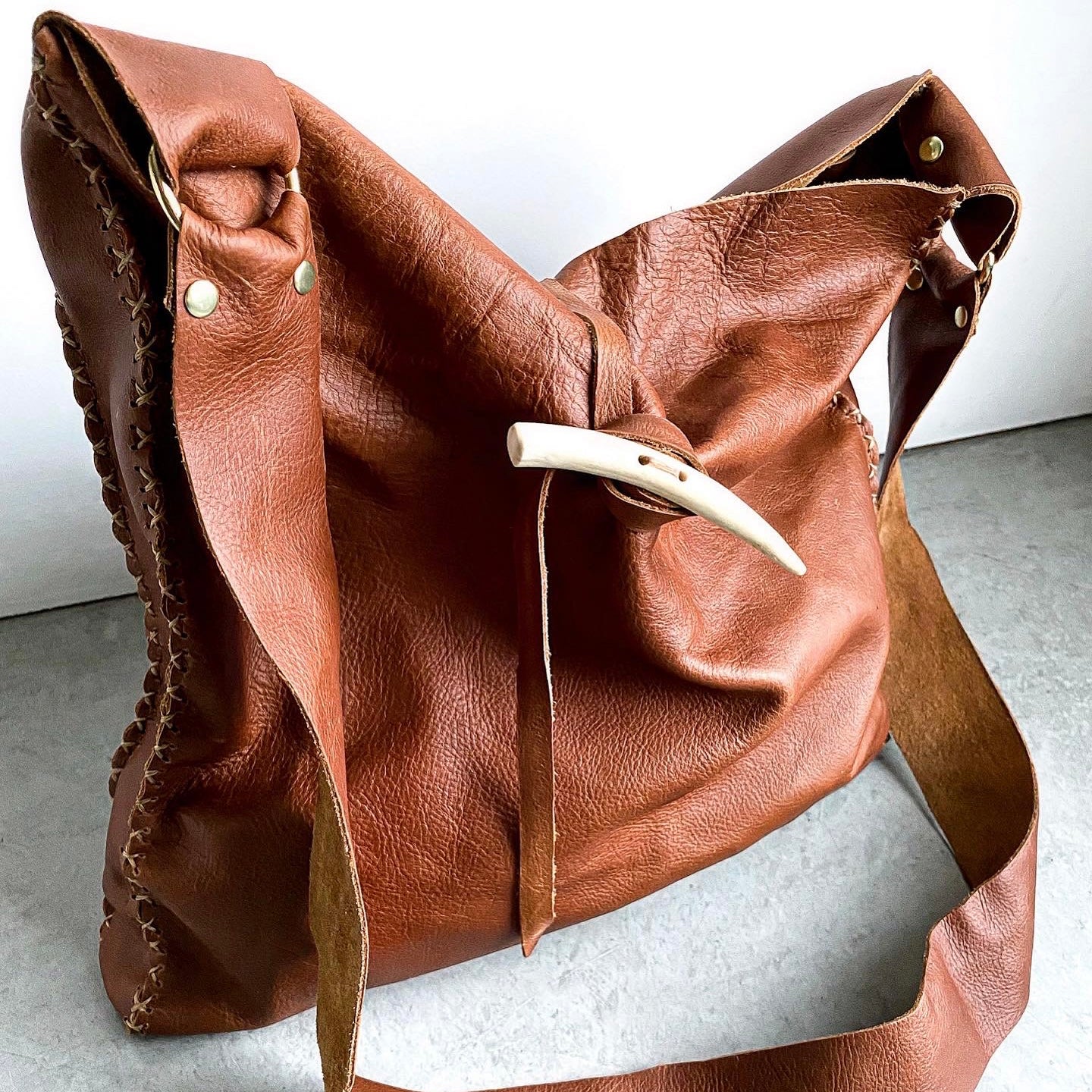 Antler + Whiskey Leather Crossbody