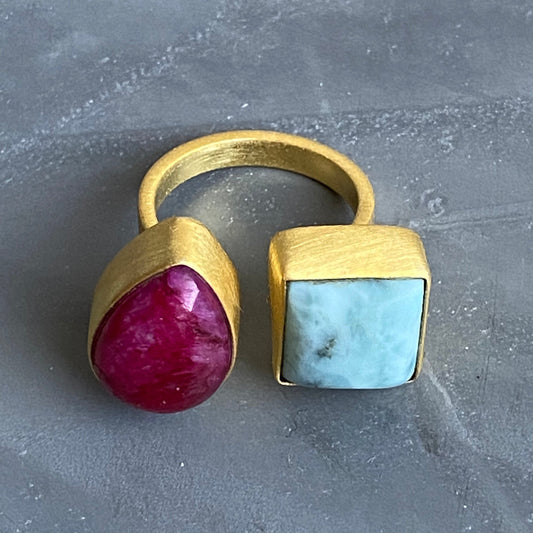 Ruby & Larimar Ring