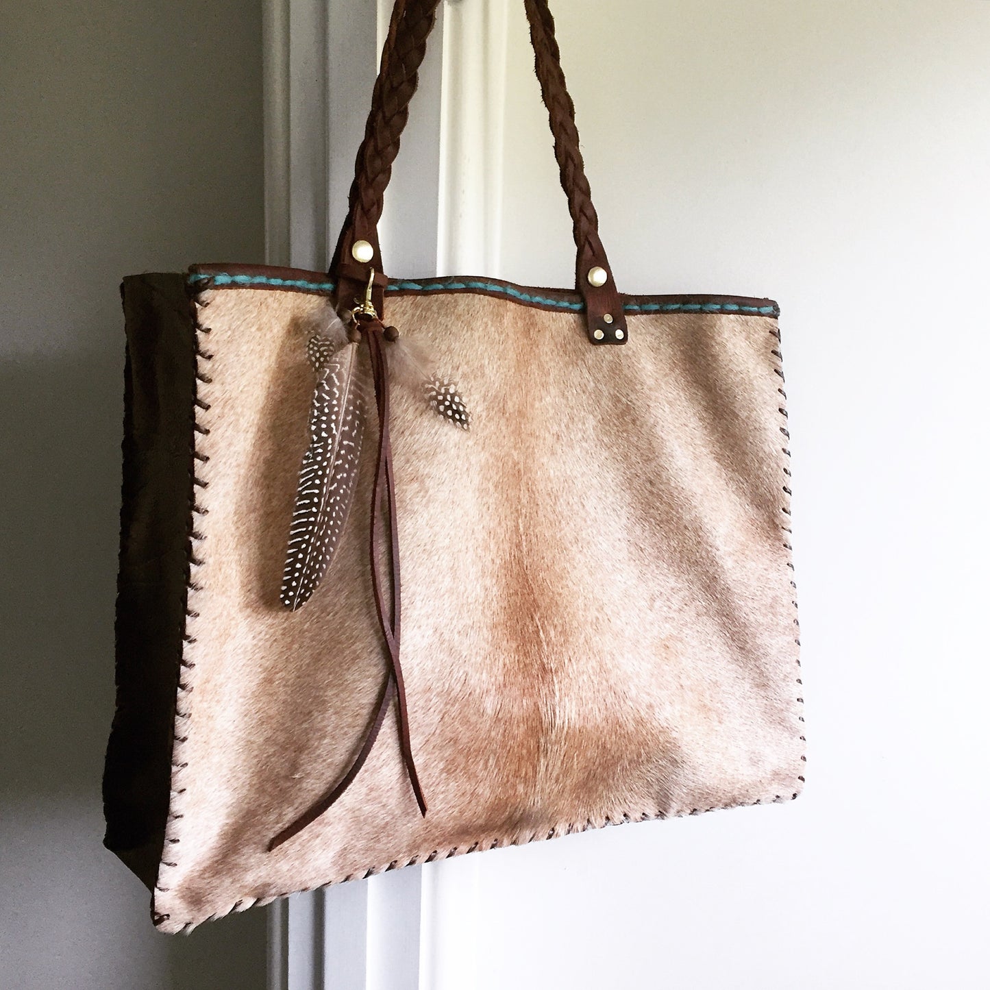 Cowhide + Saddle Leather Tote