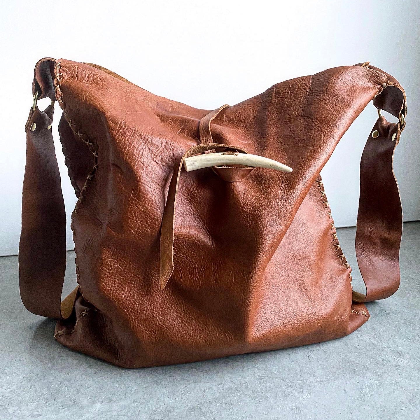 Antler + Whiskey Leather Crossbody